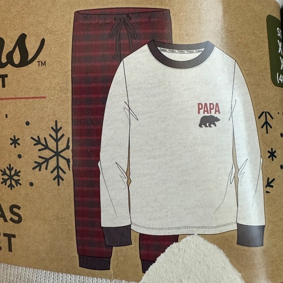 dearfoams Men's Tan/Red/Navy/Black Holiday Christmas Family 2 Peace Pajama Set - Picture 3 of 11